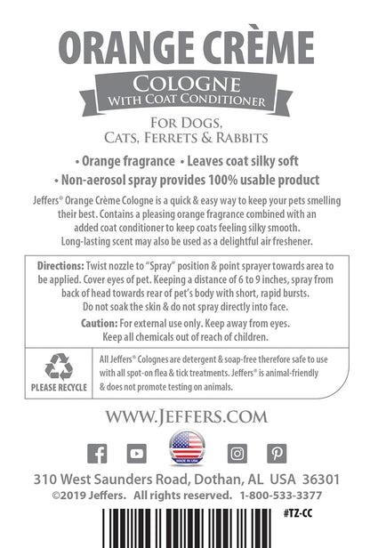Jeffers Pet Colognes with Coat Conditioner, 16 oz Spray