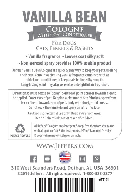 Jeffers Pet Colognes with Coat Conditioner, 16 oz Spray